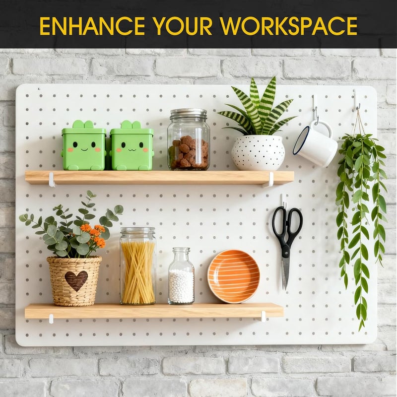MVPower Pegboard Shelf Set of 2, High Stability Wooden Shelf with 2 Metal Hooks, 15.7" x 6.1" Wooden Peg Board Organizer - Image 4